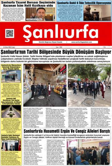 Şanlıurfa gazetesi ilk sayfası