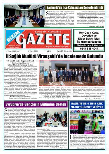 Şanlıurfa Viranşehir Bizim Gazete gazetesi ilk sayfası