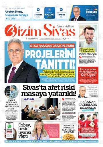 Bizim Sivas gazetesi ilk sayfası