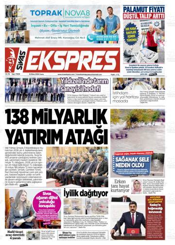 Sivas Ekspres gazetesi ilk sayfası