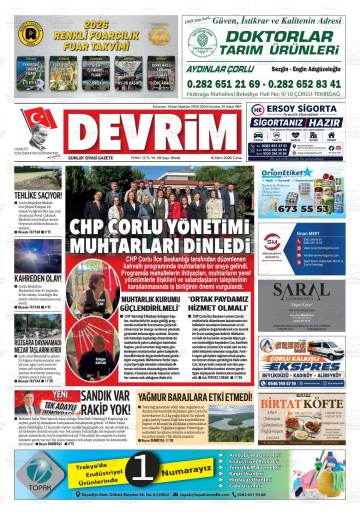 Devrim gazetesi ilk sayfası