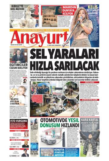 Anayurt gazetesi ilk sayfası