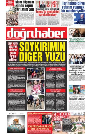 Doğru Haber gazetesi ilk sayfası