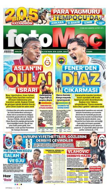 Fotomaç gazetesi ilk sayfası