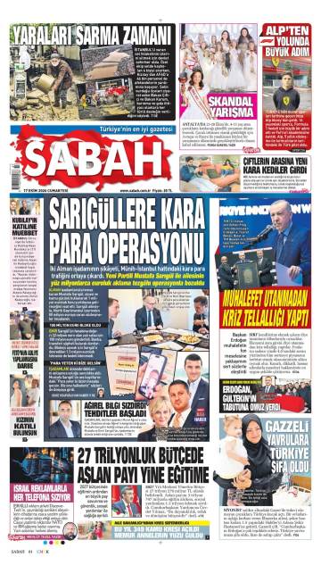 Sabah gazetesi ilk sayfası