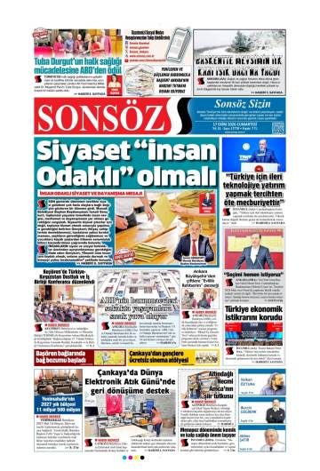 Sonsöz gazetesi ilk sayfası