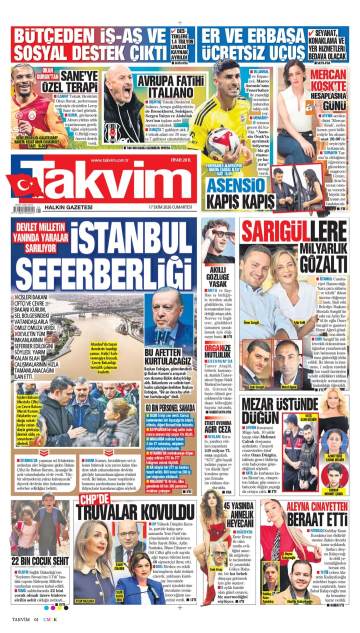 Takvim gazetesi ilk sayfası