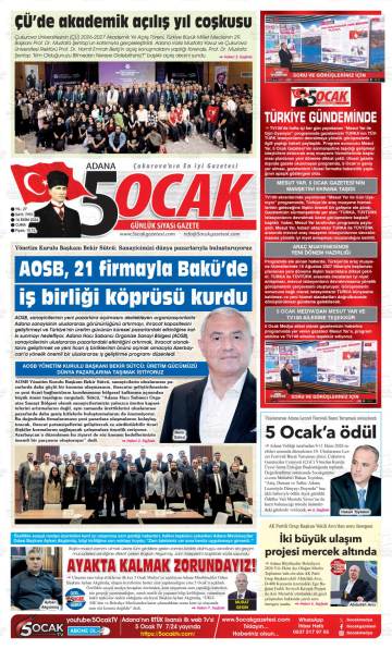 Adana 5 Ocak gazetesi ilk sayfası