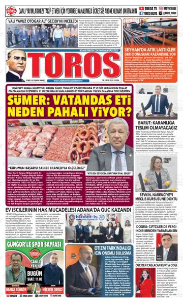 Toros gazetesi ilk sayfası