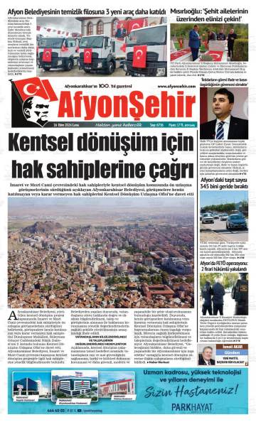 Afyonşehir gazetesi ilk sayfası