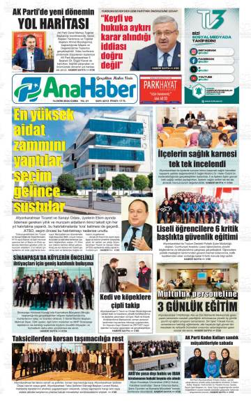 Ana Haber gazetesi ilk sayfası