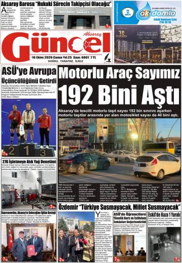 Aksaray Güncel gazetesi ilk sayfası