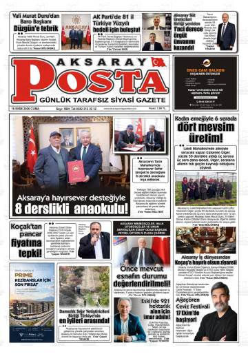 Aksaray Posta gazetesi ilk sayfası