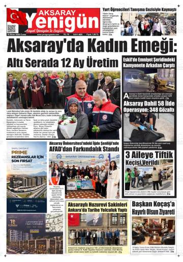 Aksaray Yenigün gazetesi ilk sayfası