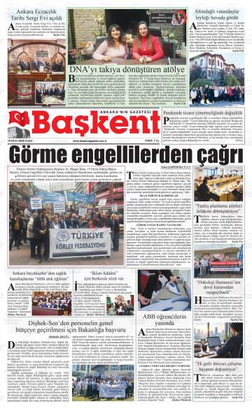 Başkent gazetesi ilk sayfası
