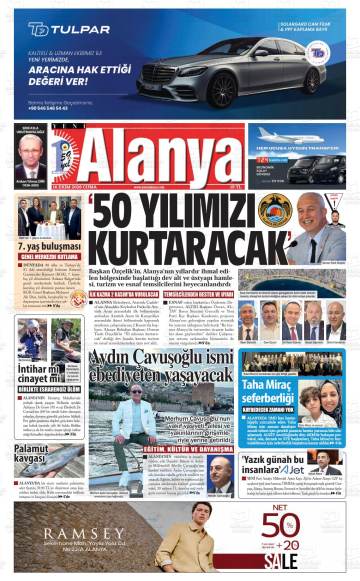 Yeni Alanya gazetesi ilk sayfası