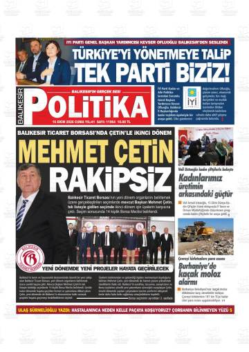 Balıkesir Politika gazetesi ilk sayfası