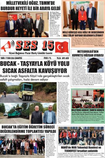 Ses 15 gazetesi ilk sayfası