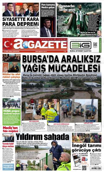 A Gazete gazetesi ilk sayfası