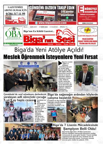 Biga'nın Sesi gazetesi ilk sayfası