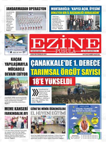 Ezine Pusula gazetesi ilk sayfası