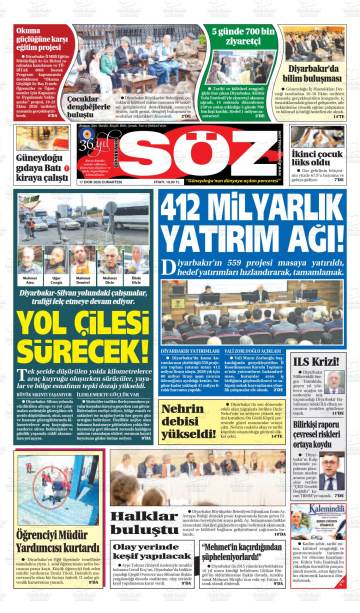 Diyarbakır Söz gazetesi ilk sayfası