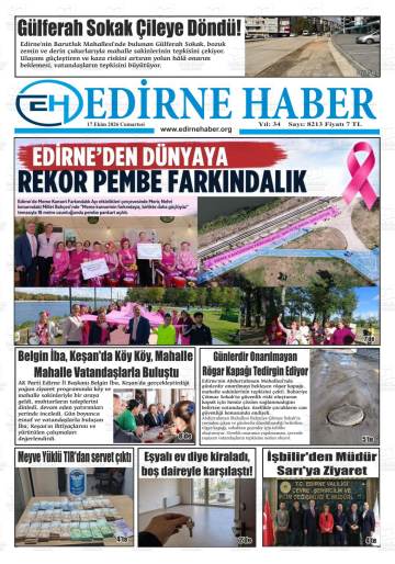 Edirne Haber gazetesi ilk sayfası
