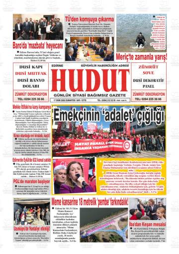 Hudut gazetesi ilk sayfası