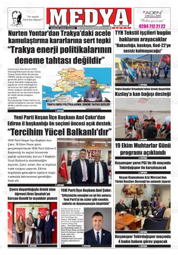 Medya Keşan gazetesi ilk sayfası