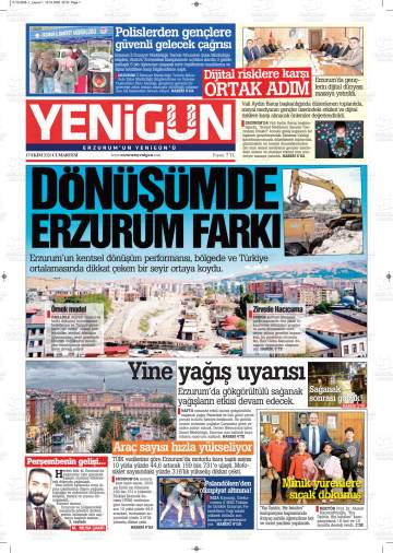 Yenigün gazetesi ilk sayfası