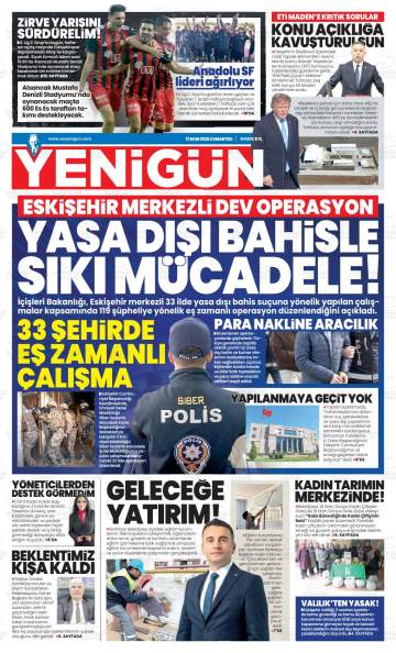 Eskişehir Yenigün gazetesi ilk sayfası