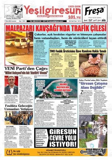 Yeşil Giresun gazetesi ilk sayfası