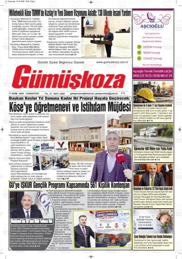 Gümüşkoza gazetesi ilk sayfası