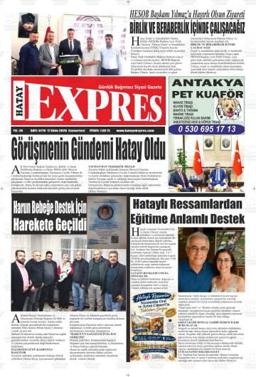 Hatay Expres gazetesi ilk sayfası