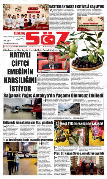 Hatay Söz gazetesi ilk sayfası