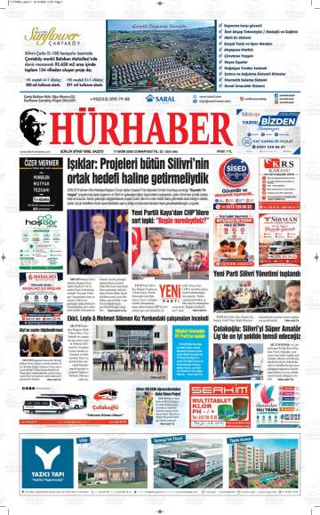Hürhaber gazetesi ilk sayfası