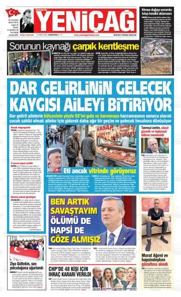 Türkiye'de Yeniçağ gazetesi ilk sayfası