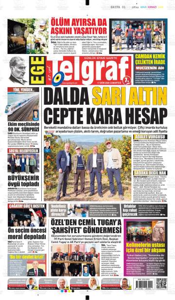 Ege Telgraf gazetesi ilk sayfası