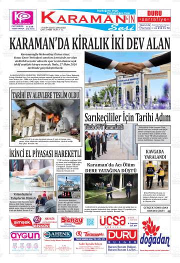 Karamanın Sesi gazetesi ilk sayfası