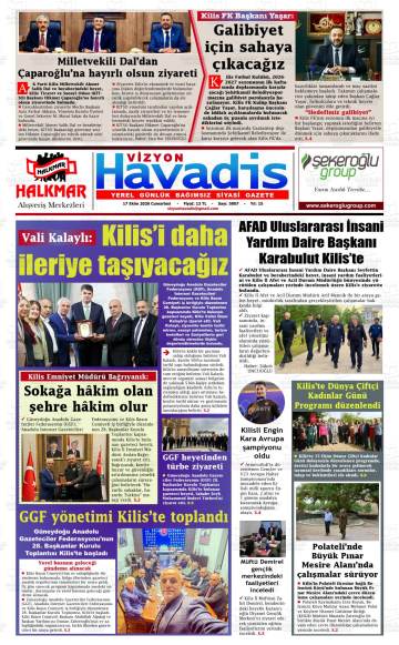Vizyon Havadis gazetesi ilk sayfası