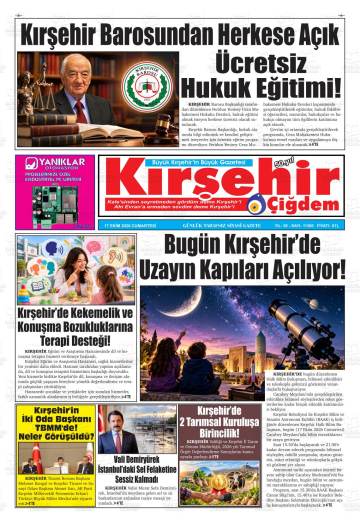 Kırşehir Çiğdem gazetesi ilk sayfası