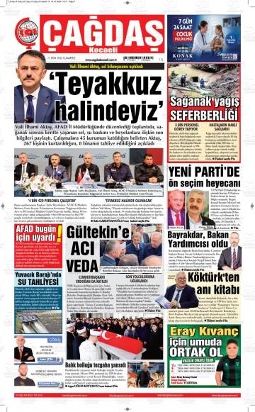 Çağdaş Kocaeli gazetesi ilk sayfası