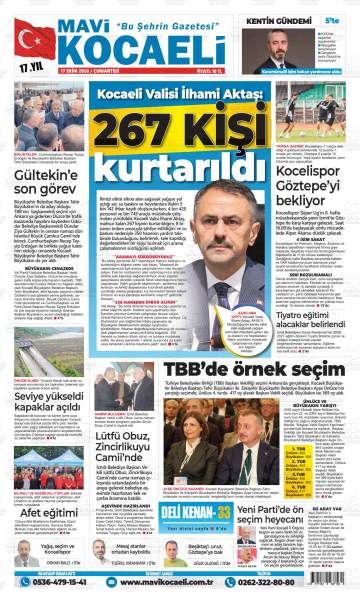 Mavi Kocaeli gazetesi ilk sayfası