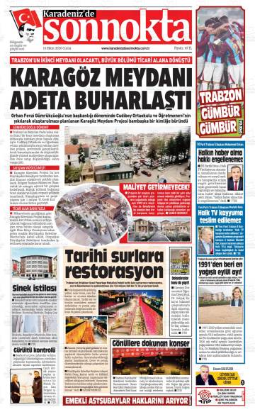 Karadeniz'de Sonnokta gazetesi ilk sayfası