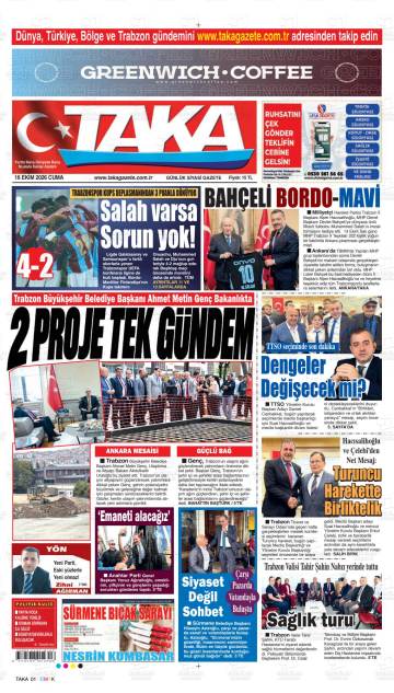 Taka gazetesi ilk sayfası