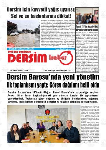Dersim Haber gazetesi ilk sayfası