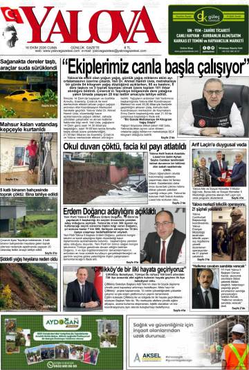 Yalova gazetesi ilk sayfası
