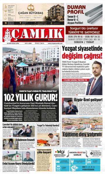 Yozgat Çamlık gazetesi ilk sayfası