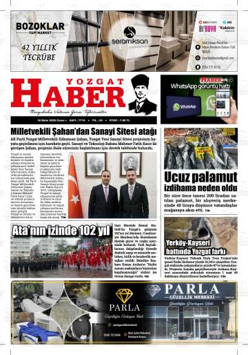 Yozgat Haber gazetesi ilk sayfası