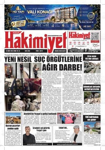 Yozgat Hakimiyet gazetesi ilk sayfası